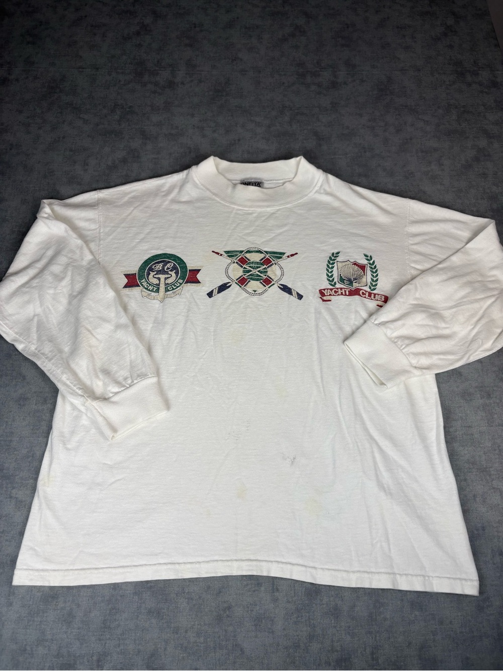 Men's White Yacht Club Graphic Long-Sleeve Tee